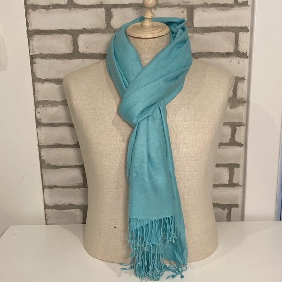 Jupi Turquoise Scarf with Fringe - Picture 1 of 3